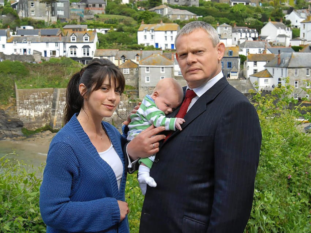 Martin Clunes and Caroline Catz in the real Portwenn, Port Isaac in North Cornwall